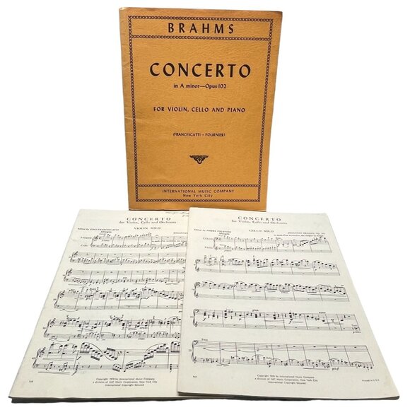 Brahms Concerto in A Minor Opus 102 Vintage Sheet Music Violin Cello Piano - Picture 1 of 10